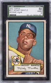 1952 Topps #311 Mickey Mantle Rookie Card – SGC 50 VG/EX 4
